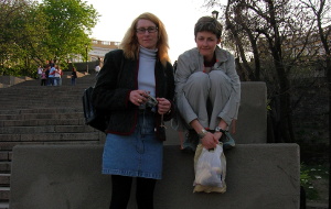 Meg and Elena on the Potemkin Stairs in Odesa, Ukraine photo elenameg.com