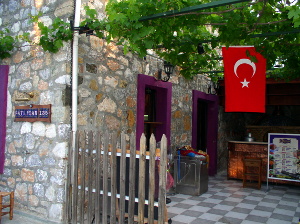 Turkiye flag and ancient stonework photo elenameg.com