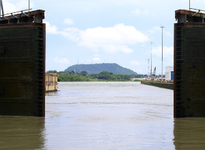 Last gates of the Panama canal open onto the Pacific. Photo by Elena Vaytsel photo elenameg.com